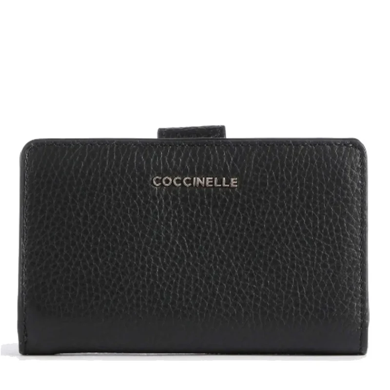Portafoglio Donna COCCINELLE in Pelle Colore Nero Linea Metallic Soft