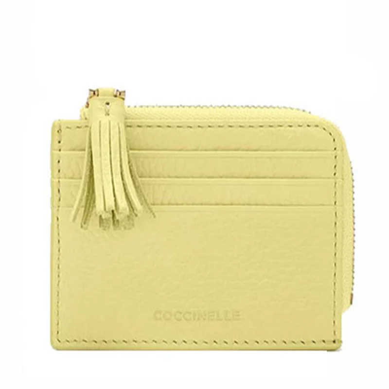 Portacarte Donna COCCINELLE in Pelle Colore Lime Wash Linea Tassel