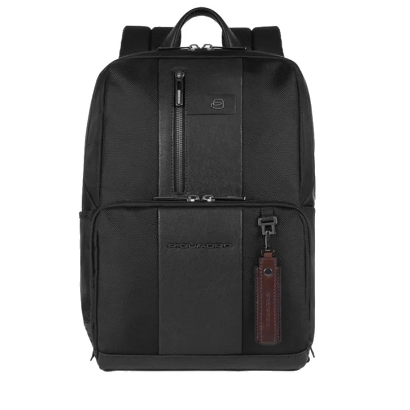 Zaino Uomo PIQUADRO Porta Pc 14" in Tessuto e Pelle Nera Linea Brief - CA3214BR2