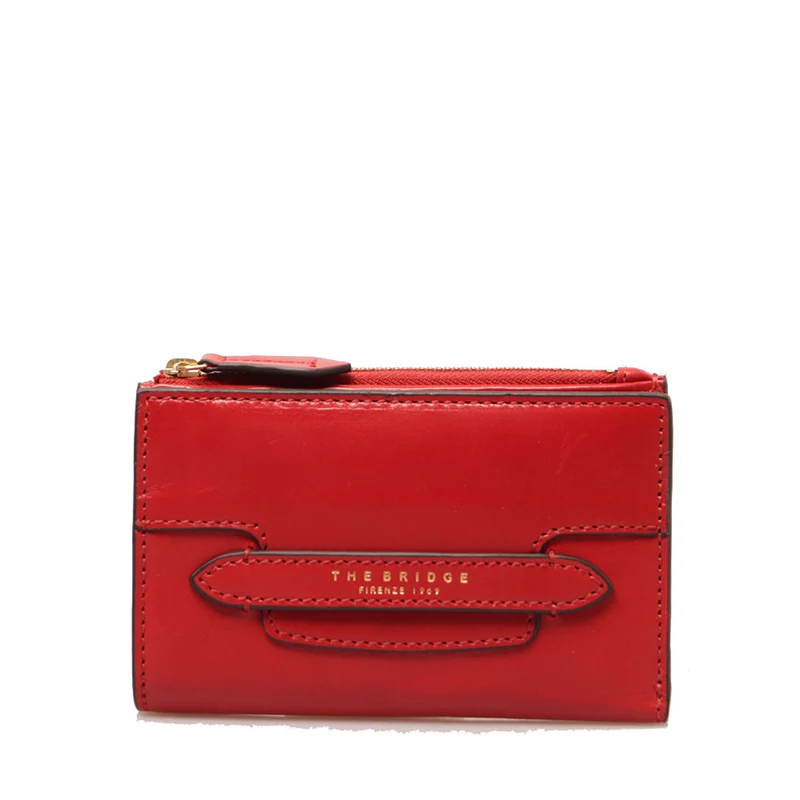 Portafoglio Donna con Bottone THE BRIDGE linea Lucrezia in Pelle Rosso Flamenco
