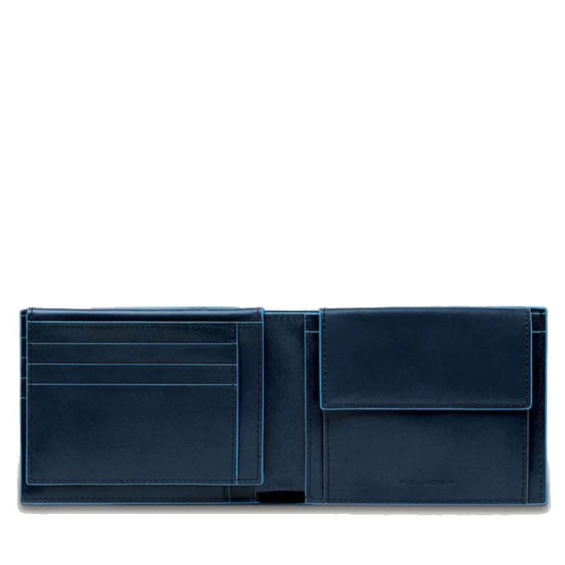 Portafoglio Uomo con Pattina e Portamonete PIQUADRO in Pelle Blu Linea Blue Square - PU1392B2R