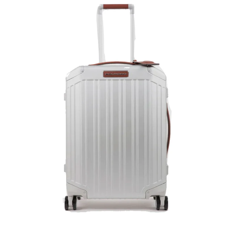 Trolley Cabina PIQUADRO Rigido con 4 Ruote Colore Grigio - Cuoio Linea PQ ALU - BV4425ALU