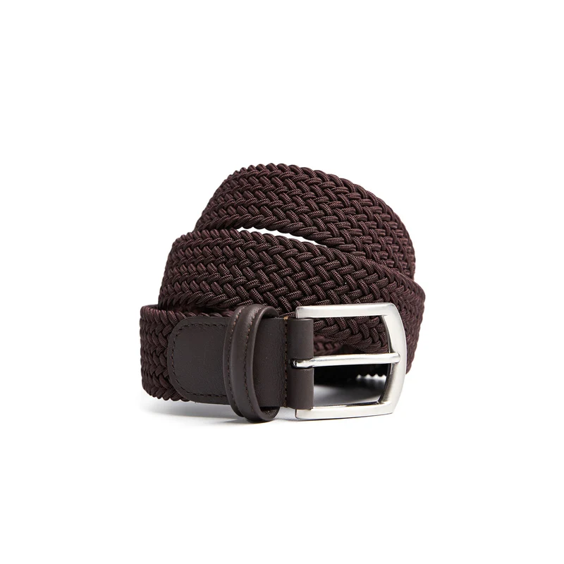DARK BROWN WOVEN STRETCH BELT