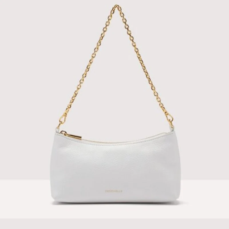 Borsa Donna a Spalla COCCINELLE in Pelle Brillant White Linea Aura