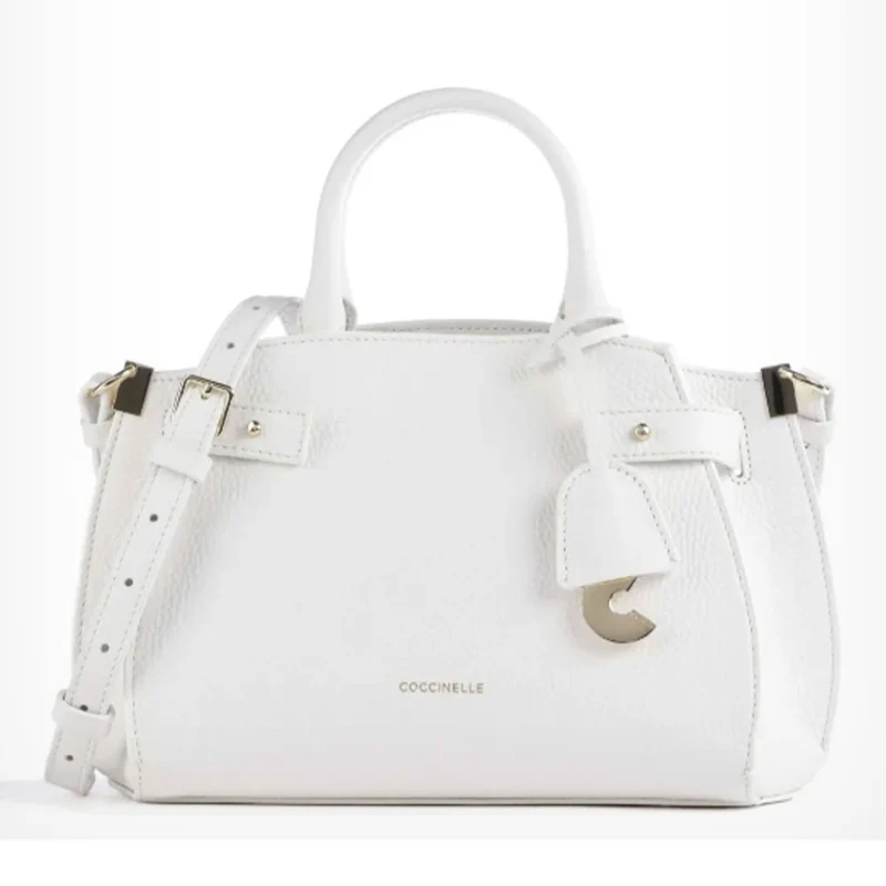 Borsa Donna a Mano COCCINELLE Linea Klichè in Pelle Brillant White Misura Small