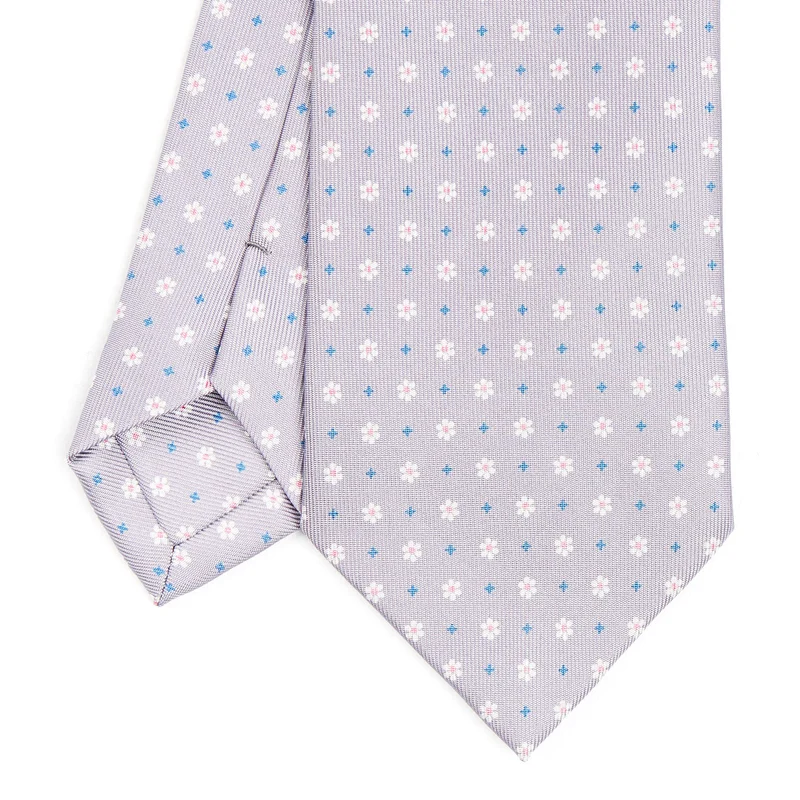 LIGHT GREY SARTORIAL PRINTED SILK TIE
