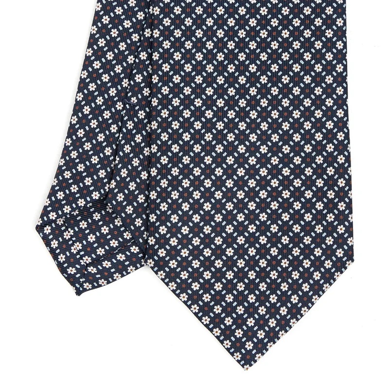 DARK BLUE SARTORIAL PRINTED SILK TIE