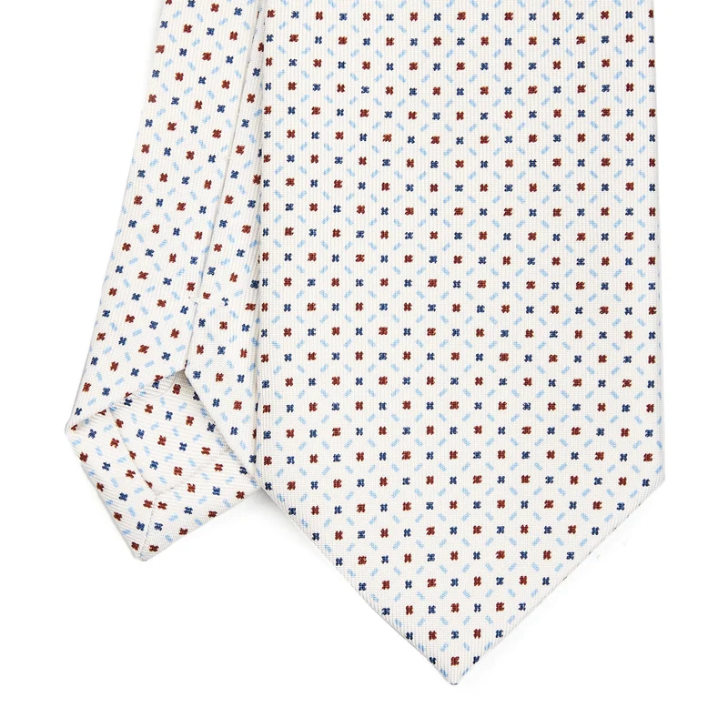 WHITE SARTORIAL PRINTED SILK TIE