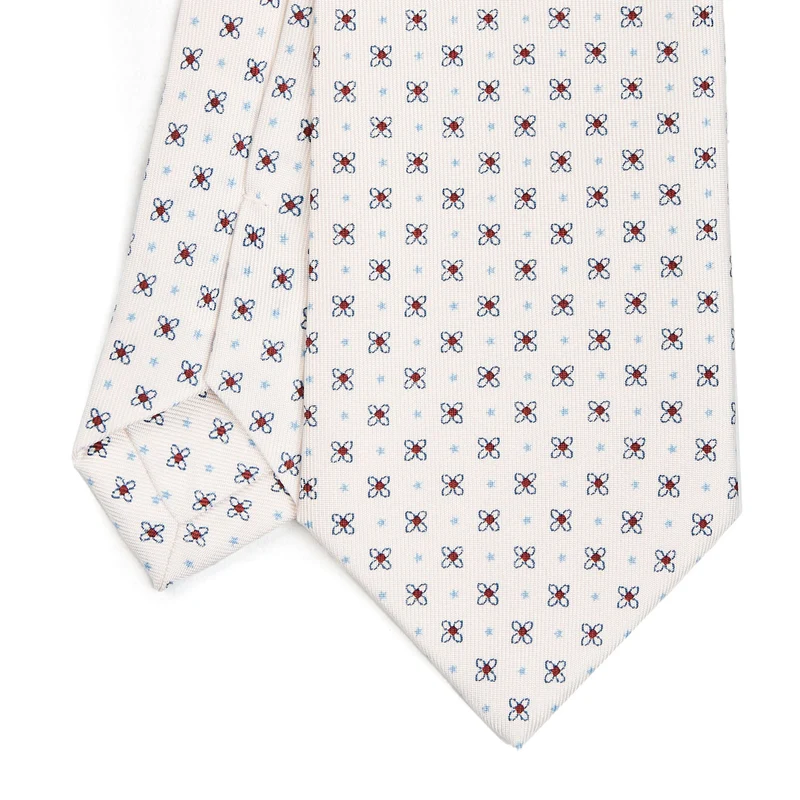 WHITE SARTORIAL PRINTED SILK TIE