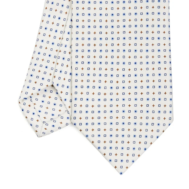 WHITE SARTORIAL PRINTED SILK TIE
