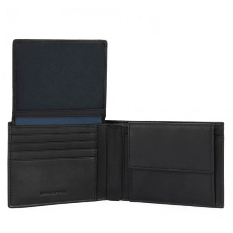 Portafoglio Uomo PIQUADRO in Tessuto e Pelle Nera con Pattina Linea Woody - PU1392S117R
