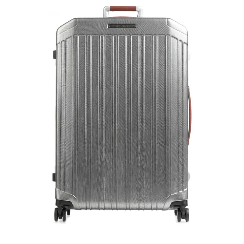 Trolley Grande PIQUADRO Rigido 4 Ruote Grigio Metallizzato - Cuoio Linea PQLM - BV4428PQLM