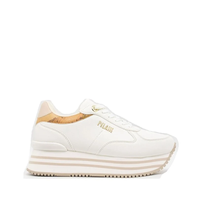 Sneakers Running 1A Classe Alviero Martini Bianche con Inserto Geo Beige 2155