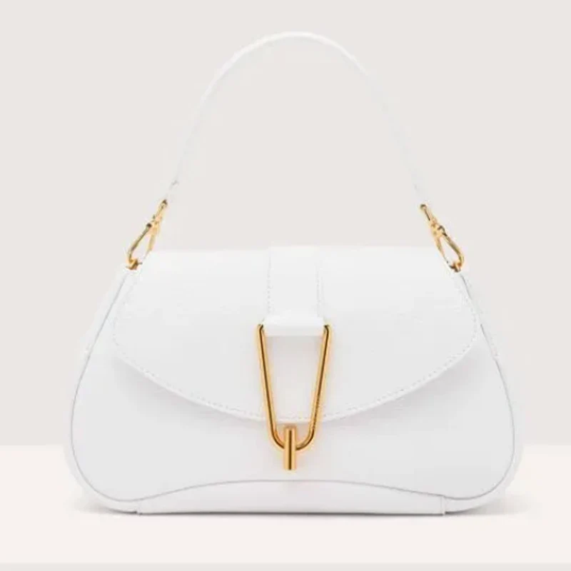 Borsa Donna a Mano con Tracolla COCCINELLE in Pelle linea Himma colore Brillant White