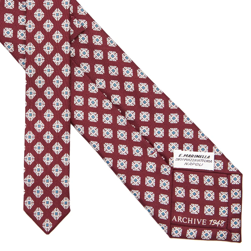 BURGUNDY SARTORIAL PRINTED SILK TIE