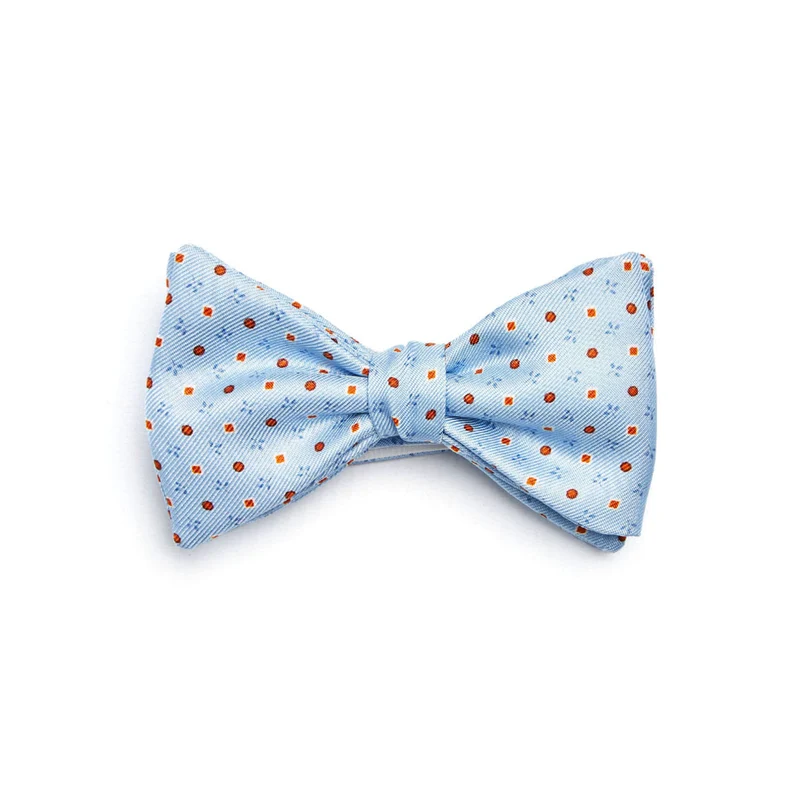 LIGHT BLUE PRE-KNOTTED PRINTED SILK BOW TIE