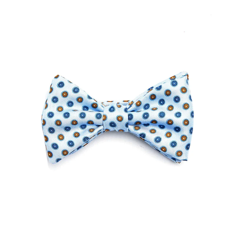 LIGHT BLUE PRE-KNOTTED PRINTED SILK BOW TIE
