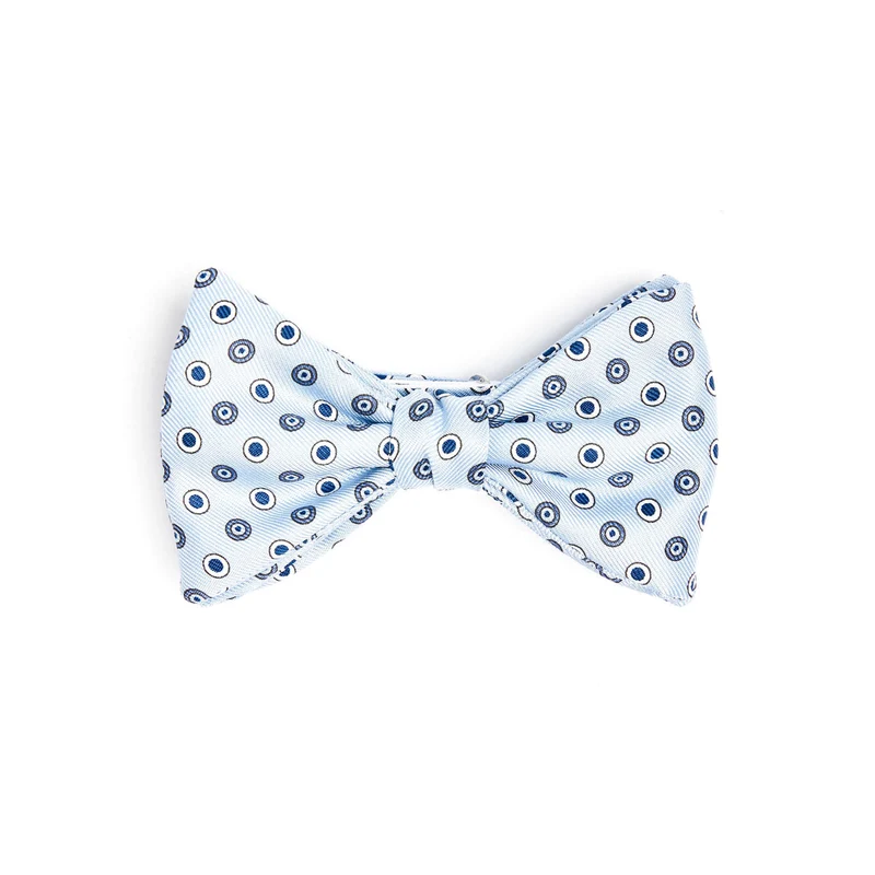 LIGHT BLUE PRE-KNOTTED PRINTED SILK BOW TIE