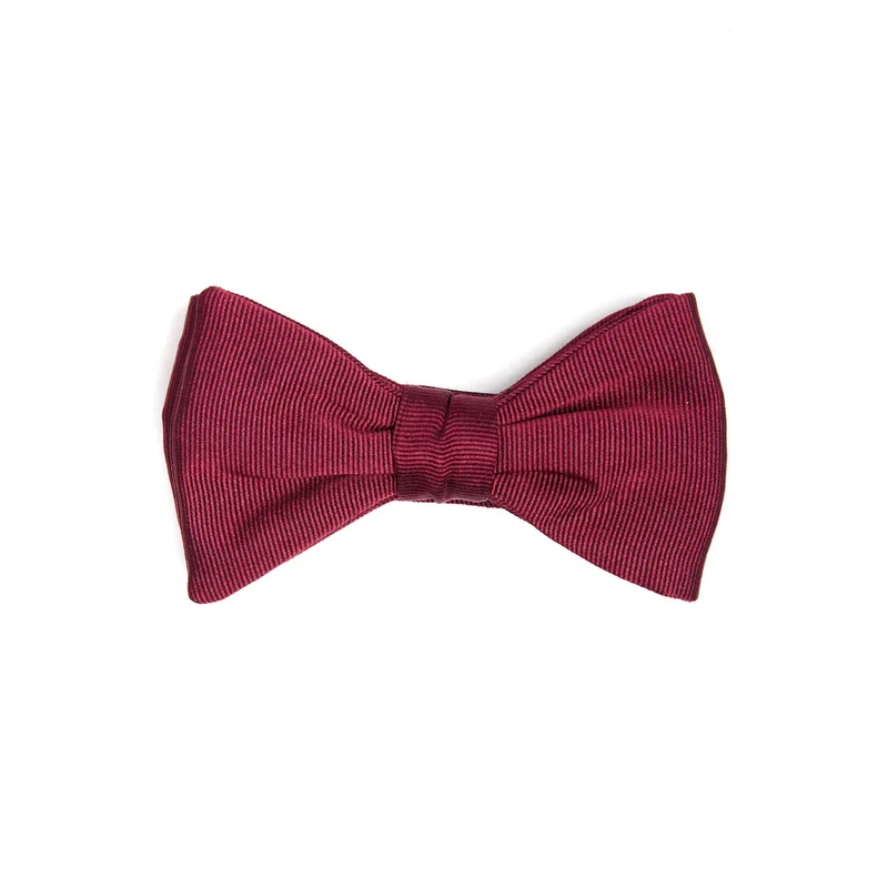 BURGUNDY PRE-KNOTTED GROSGRAIN SILK BOW TIE