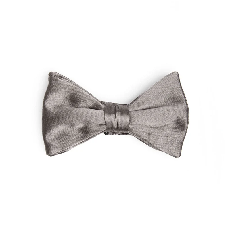 DARK GREY PRE-KNOTTED SILK SATIN BOW TIE