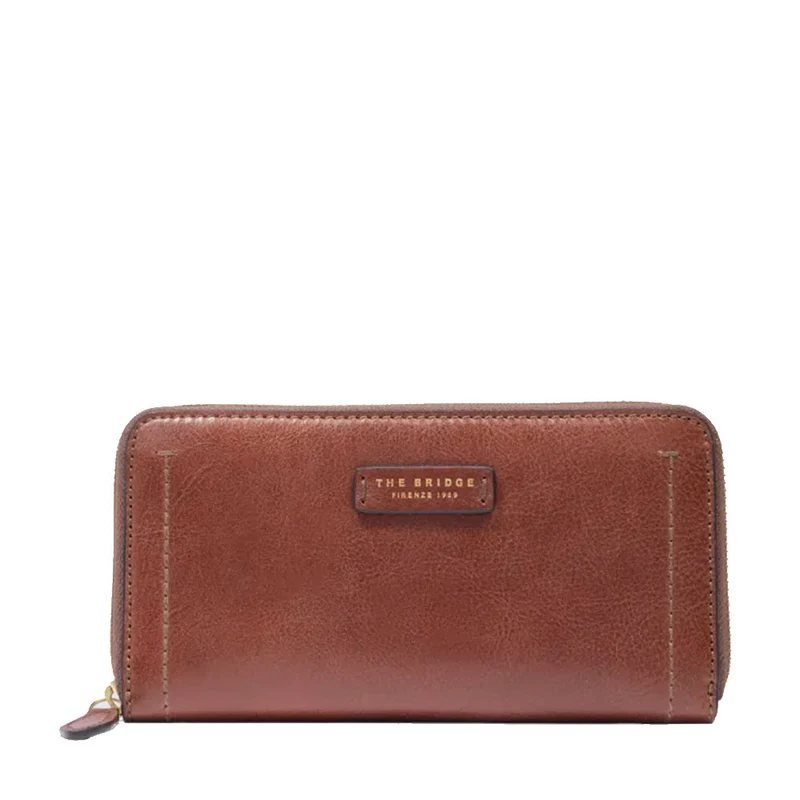 Portafoglio Donna Zip Around THE BRIDGE linea Fiona in Pelle Marrone