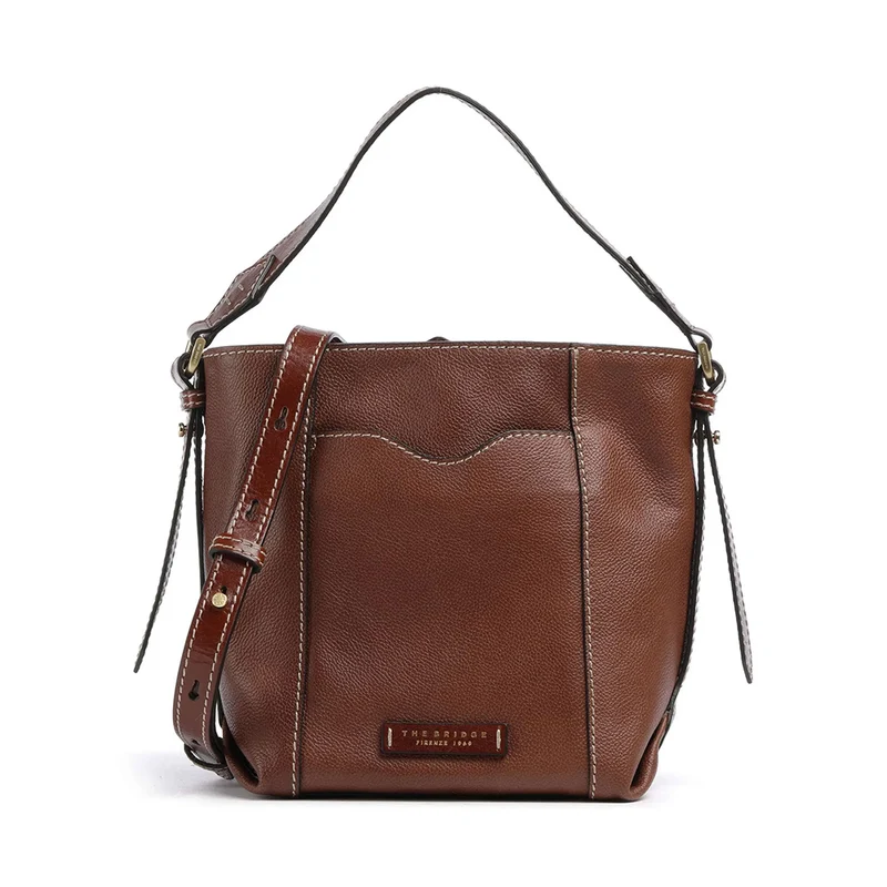 Borsa Secchiello a Mano THE BRIDGE linea Gemma in Pelle Marrone