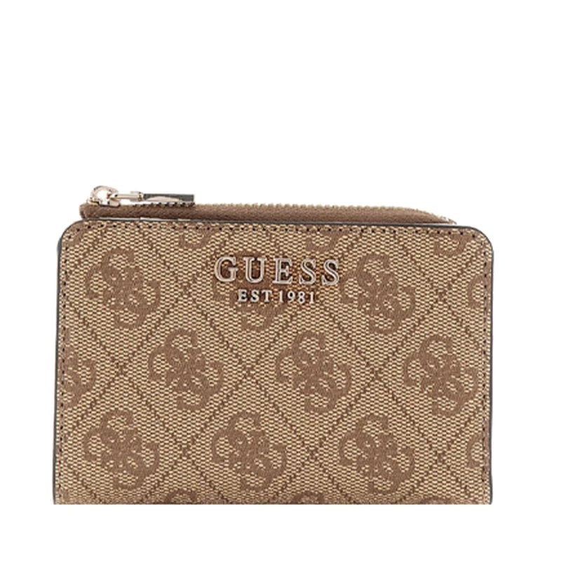Portacarte Piccolo GUESS Chiuso con Clip Linea Laurel Colore Latte Logo