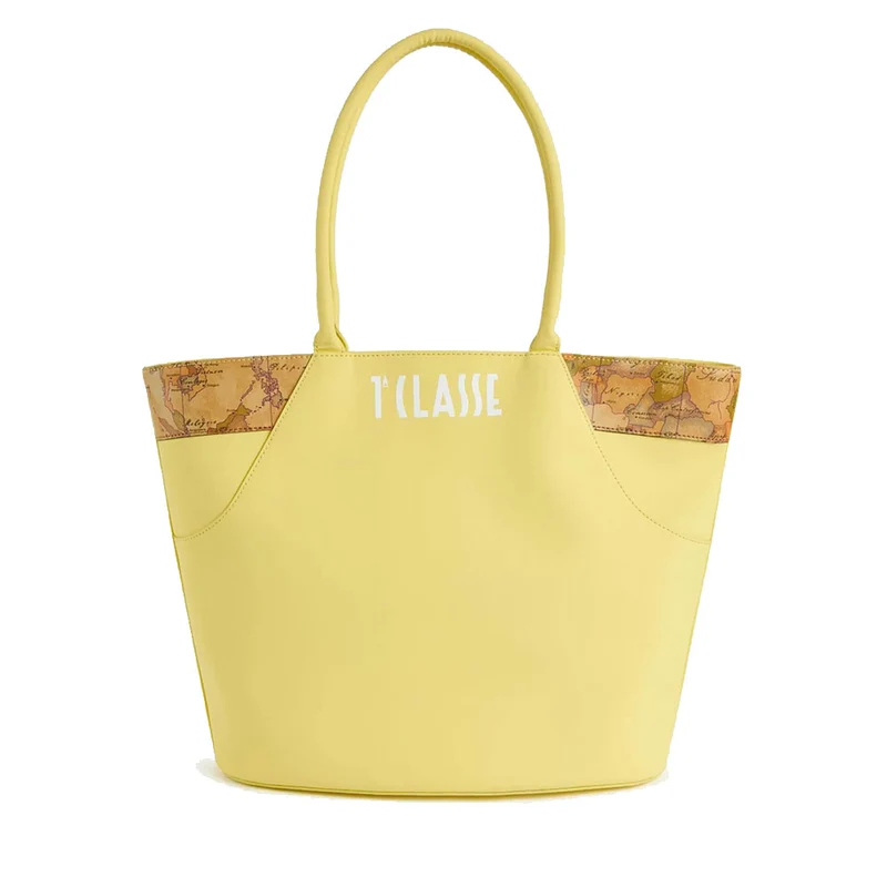 Shopping Bag 1A Classe Alviero Martini linea Geo Mirage in Tessuto Gommato Giallo LC65
