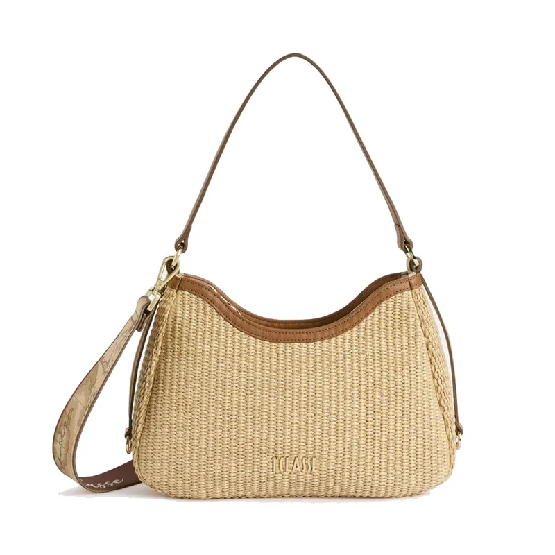 Borsa Sottospalla 1A Classe Alviero Martini linea Geo Bambù in Rafia colore Naturale LC96