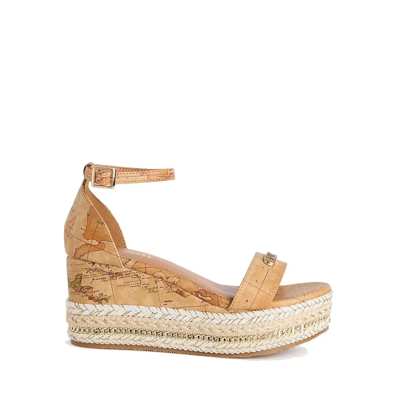 Sandali con Zeppa 8 cm 1A Classe Alviero Martini in Eco Nappa stampa Geo Classic 1117
