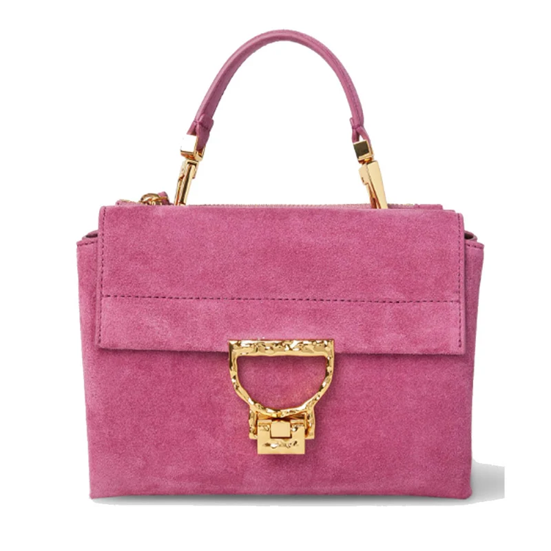 Borsa Donna a Mano con Tracolla COCCINELLE in Pelle Scamosciata Linea Arlettis colore Pulp Pink