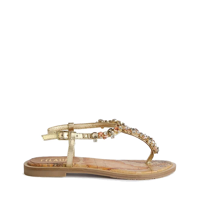 Sandali Gioiello 1A Classe Alviero Martini in Tessuto Laminato Oro 1070