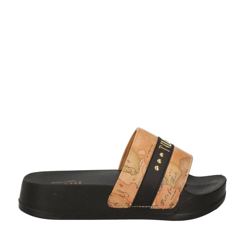Ciabatte Platform 1A Classe Alviero Martini in Gomma Nera con Fascia Geo Classic 2200