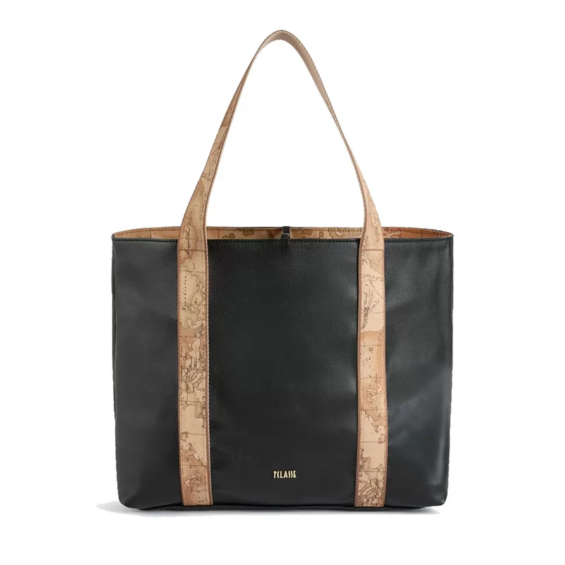 Shopping Bag Reversibile 1A Classe Alviero Martini linea Reverse Soft Nera e Geo Classic LC98