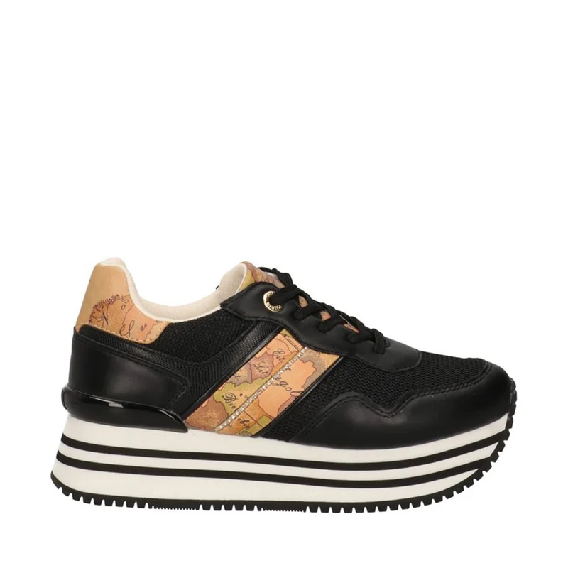 Sneakers Running 1A Classe Alviero Martini in Mesh Nero e Inserti Geo Beige 2159