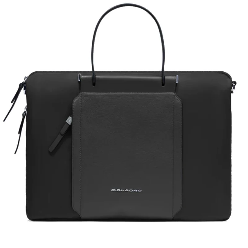 Borsa Donna da Lavoro PIQUADRO linea Circle in Pelle e Tessuto Riciclato Nero - CA4021W92T