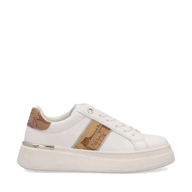 Sneakers Platform 1A Classe Alviero Martini Bianco con Inserti Beige Geo 2139