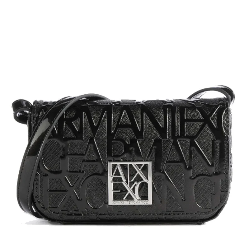 Borsa Donna a Tracolla ARMANI EXCHANGE colore Nero Lucido Chiusa con Pattina e Clip