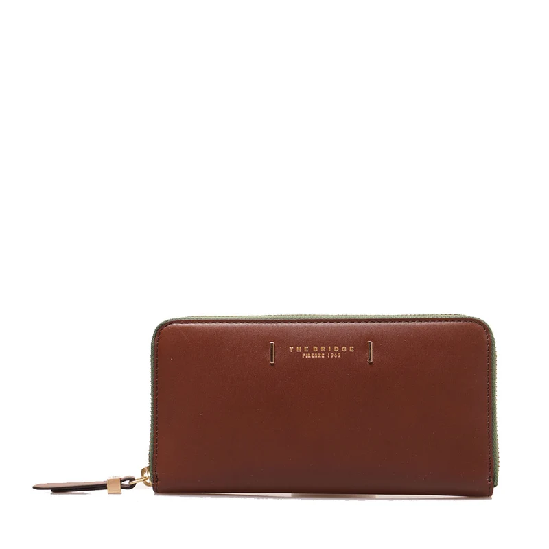Portafoglio Donna Zip Around THE BRIDGE linea Chiara in Pelle Marrone