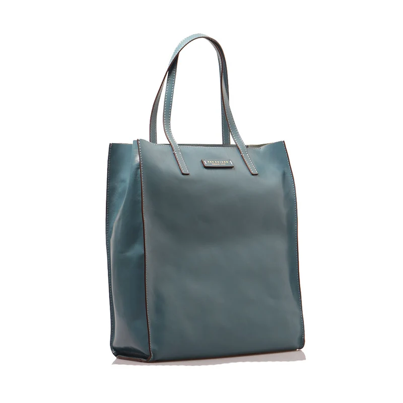 Borsa Donna Shopper Verticale THE BRIDGE linea Mirra in Pelle color Sky