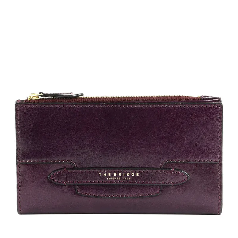 Portafoglio Donna Medio con Bottone THE BRIDGE linea Lucrezia in Pelle Viola