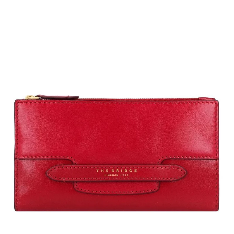Portafoglio Donna Medio con Bottone THE BRIDGE linea Lucrezia in Pelle Rosso Berry