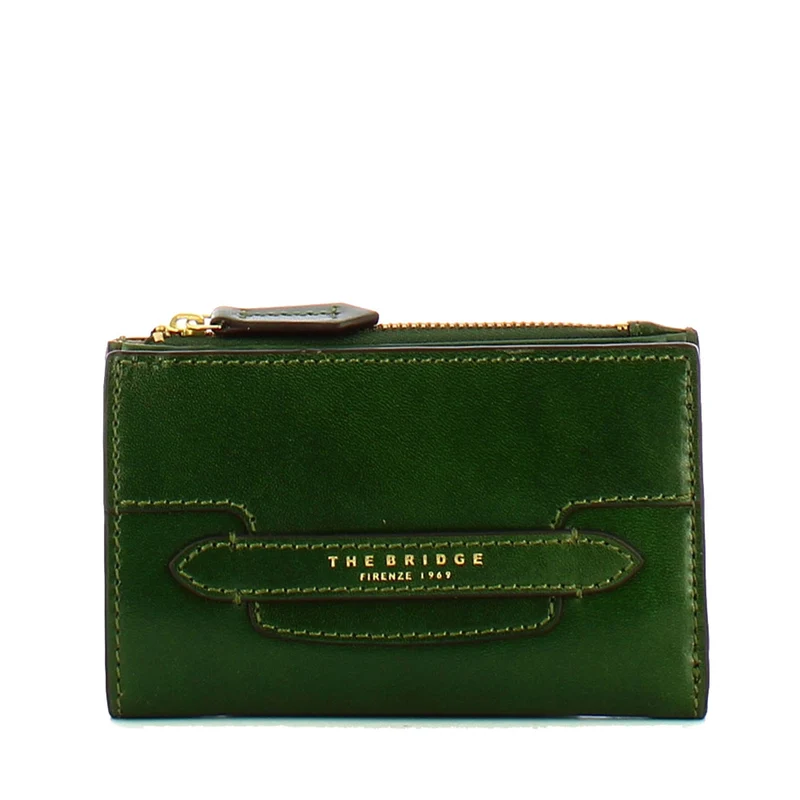 Portafoglio Donna con Bottone THE BRIDGE linea Lucrezia in Pelle Verde Inglese