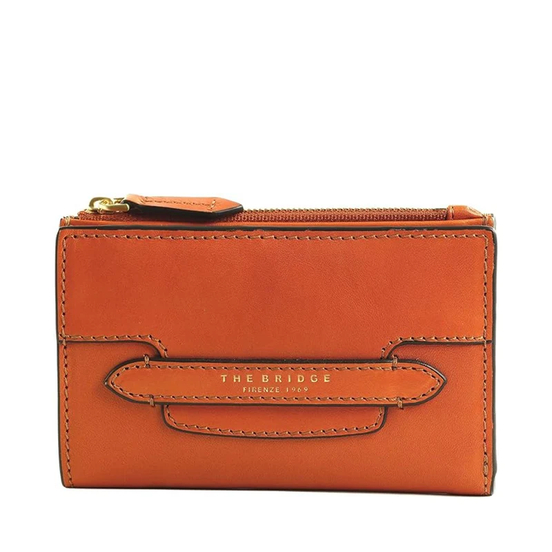 Portafoglio Donna con Bottone THE BRIDGE linea Lucrezia in Pelle Arancione