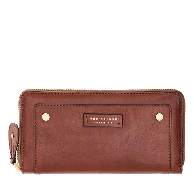 Portafoglio Donna Zip Around THE BRIDGE linea Cecilia in Pelle Marrone