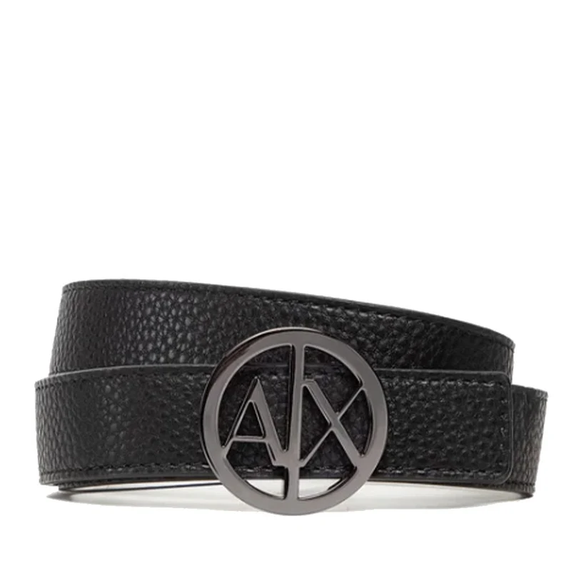 Cintura Donna ARMANI EXCHANGE Reversibile con Fibbia Tonda Colore Nero - Bianco