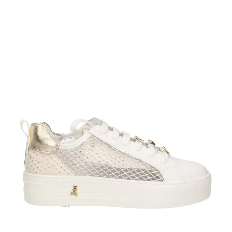 Sneakers Platform PATRIZIA PEPE Girl linea Flyplanet in Pelle e Tessuto Bianco