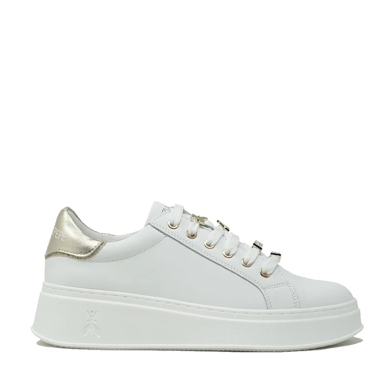 Sneakers Platform PATRIZIA PEPE Girl linea Flycharms in Pelle Bianca