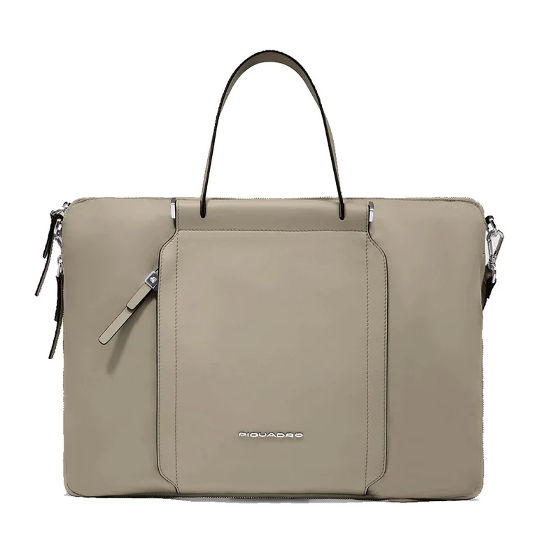 Borsa Donna da Lavoro PIQUADRO linea Circle in Pelle e Tessuto Beige - CA4021W92T