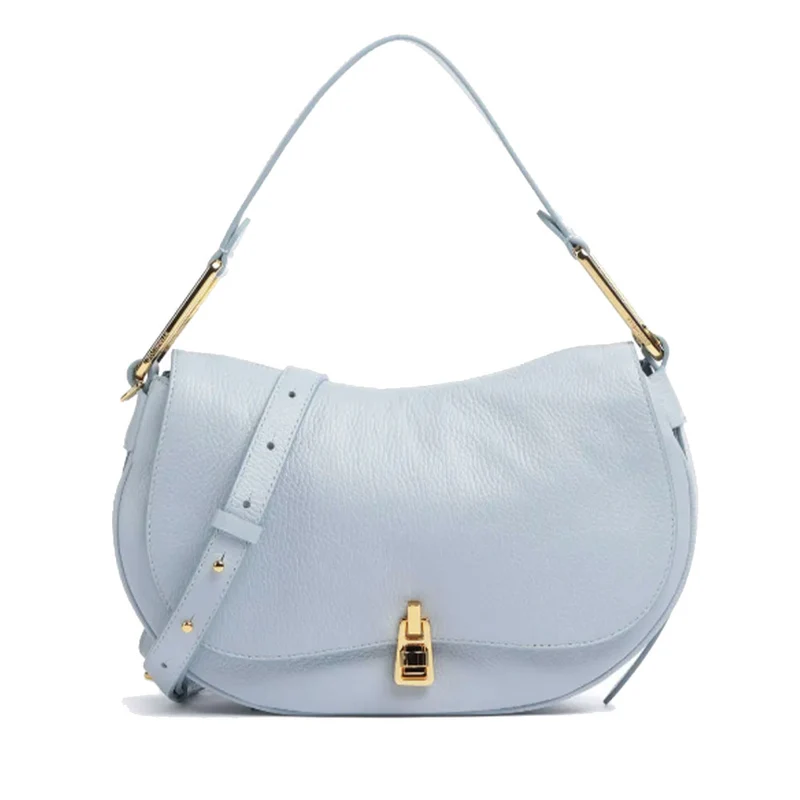 Borsa Donna a Mano con Tracolla COCCINELLE linea Magie Soft Medium in Pelle colore Mist Blue